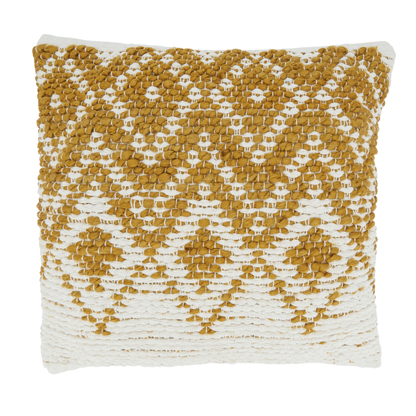 Gold & White Diamond Woven Cotton-Jute 18" Throw Pillow: Cover Only