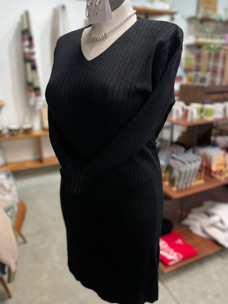 Long Sleeve Ribbed Sweater Dress
