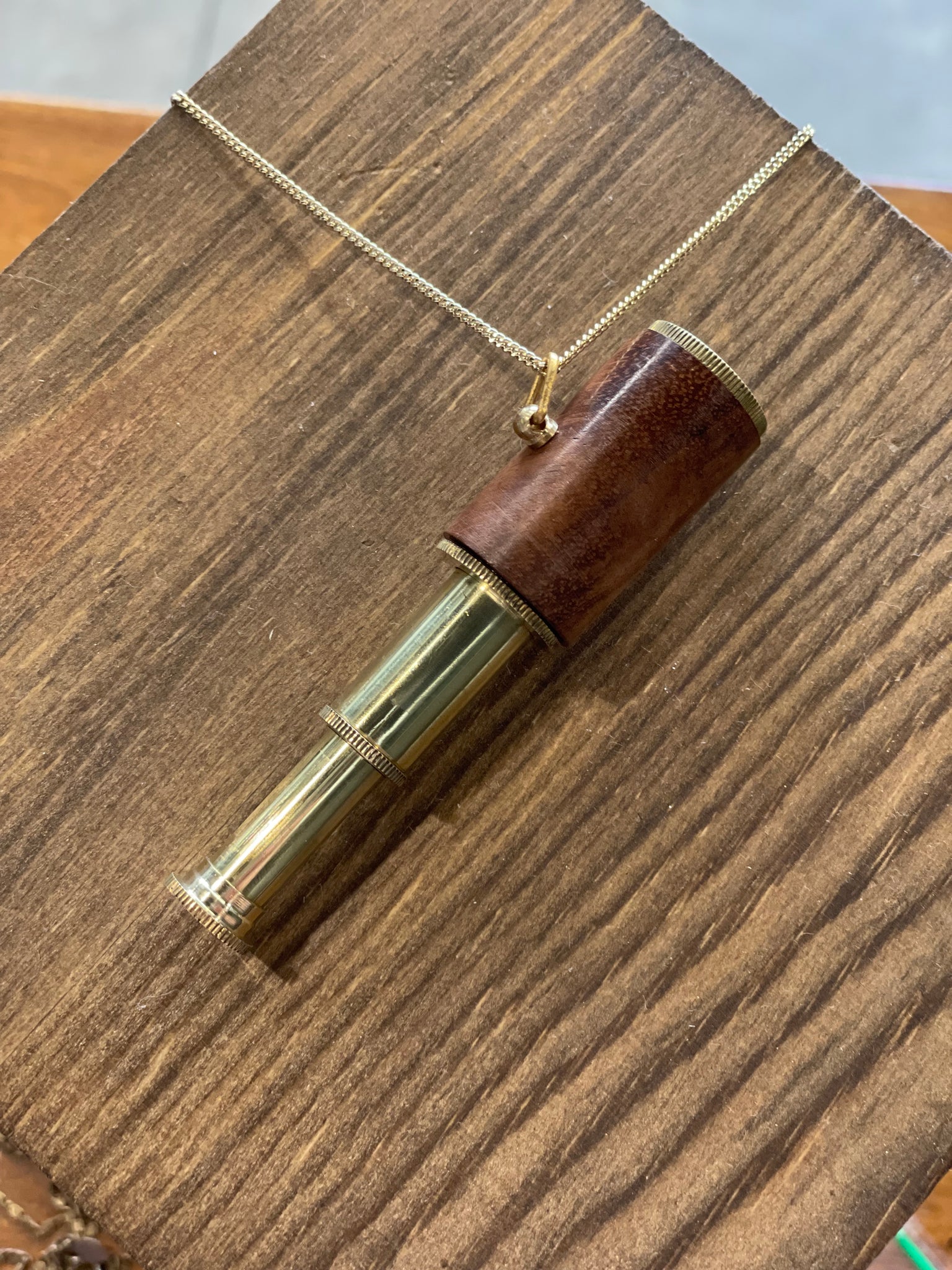 Mini Wooden Telescope Necklace