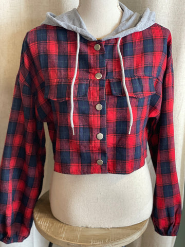 Hooded Cropped Flannel
