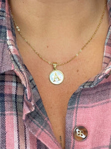 Pearl Coin Initial Necklace