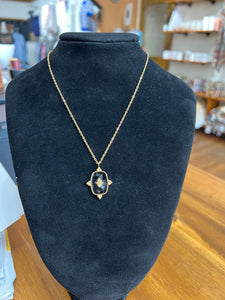 Black Pendant 18K Gold Necklace