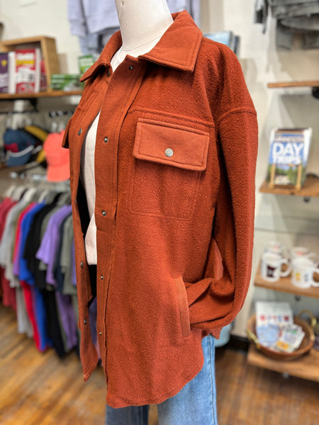 Oversized Rust Fleece Shacket