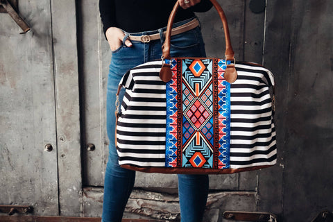 Striped Aztec Weekender Bag