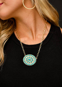 Laney Gold Turquoise Cluster Pendant