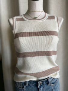 Ivory/Mocha Sleeveless Sweater