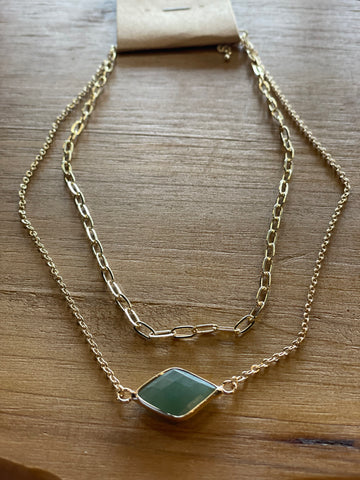 Mint Stone Layered Necklace