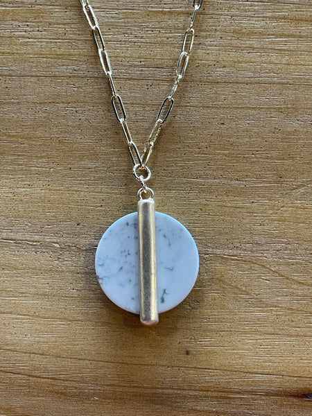 Circle Stone Gold Bar Necklace
