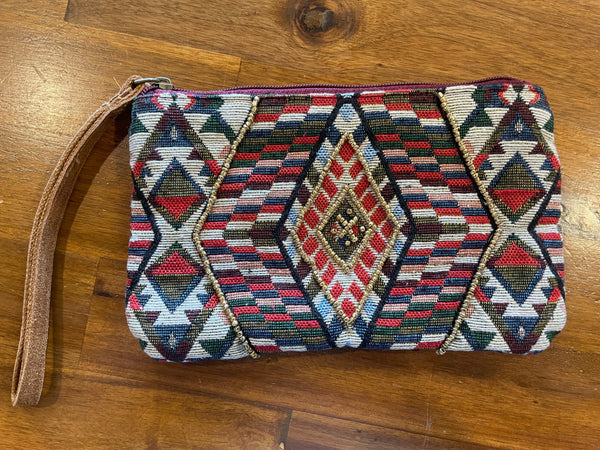 Green Multi Aztec Wristlet