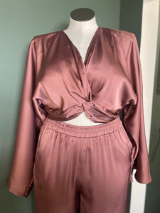 Twisted Front Satin Crop