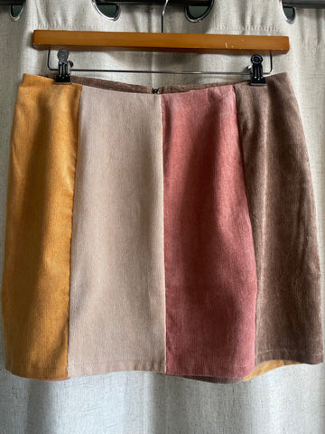 Color Block Corduroy Mini Skirt