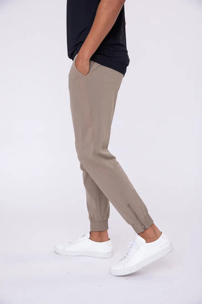 High-Waisted Zip-Up Ankle Joggers